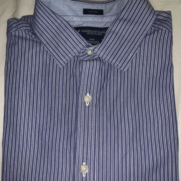 American Eagle Slim Fit Striped Button Up Shirt - Picture 9 of 9